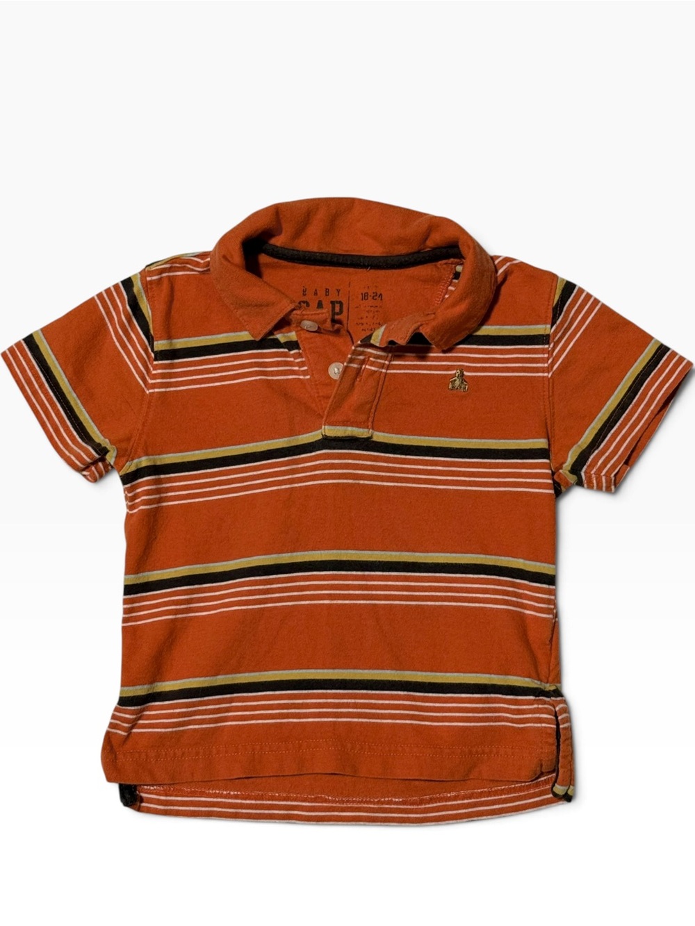 Baby GAP 18-24M Orange Striped Polo Shirt Y2K